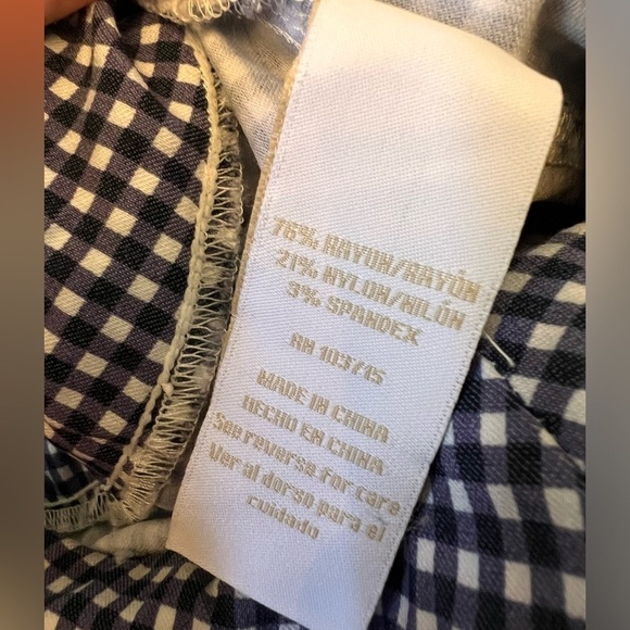 Hope & Harlow blue and white checked print ankle pants. Elastic waist. Size L - Picture 10 of 10